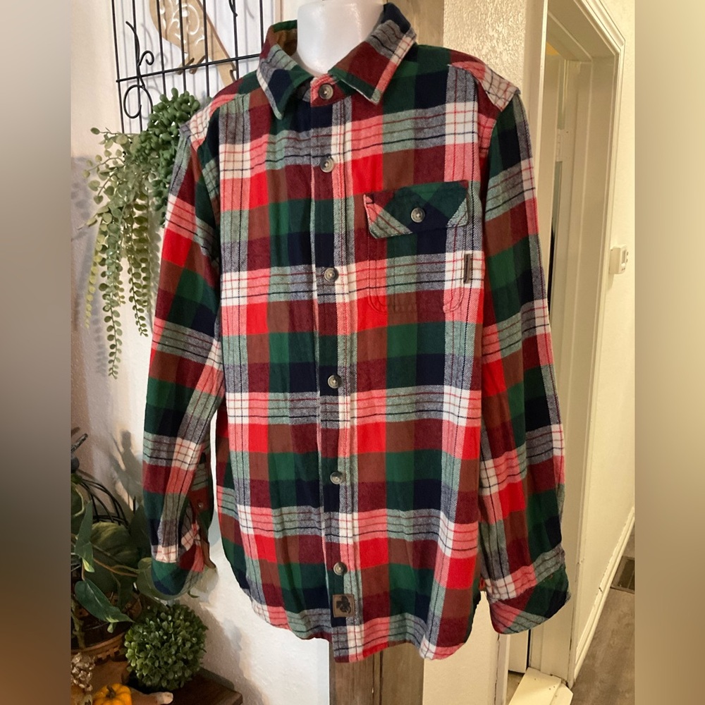 Legendary Whitetails Red and Green Plaid Button Down Shirt